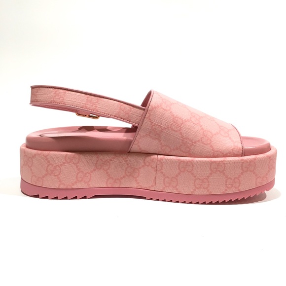 GUCCI GG SUPREME PLATFORM SLINGBACK SANDAL -COTTON CANDY PINK -WOMEN’S US 8 -NIB - Picture 5 of 11